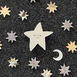 Grumpy Star Brooch