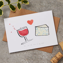 Load image into Gallery viewer, Wine &amp; Cheese Blank card